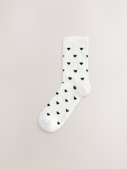 Monochrome Textured Heart Pattern Ankle Socks 4 Pack - Image 4 of 7