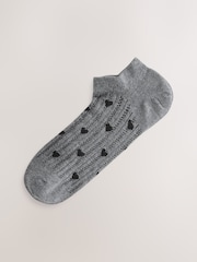 Monochrome Textured Heart Pattern Trainer Socks 4 Pack - Image 4 of 7