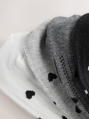 Monochrome Textured Heart Pattern Trainer Socks 4 Pack - Image 7 of 7