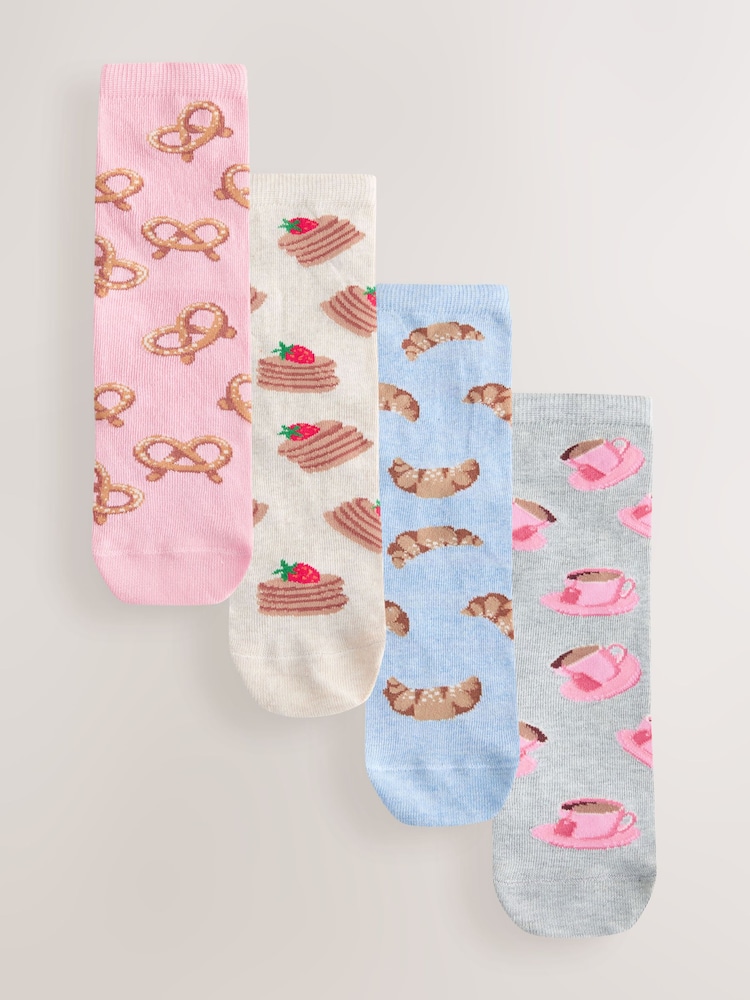 Breakfast Conversational Print - Pachet 4 de șosete pentru glezne - Imaginea 1 din 7