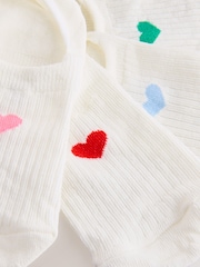 白色 - Heart Motif Invisible Socks 4 Pack - 7的图像7｝