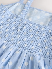 Blue/Ecru Polka Dot Mini Dress - Image 8 of 8