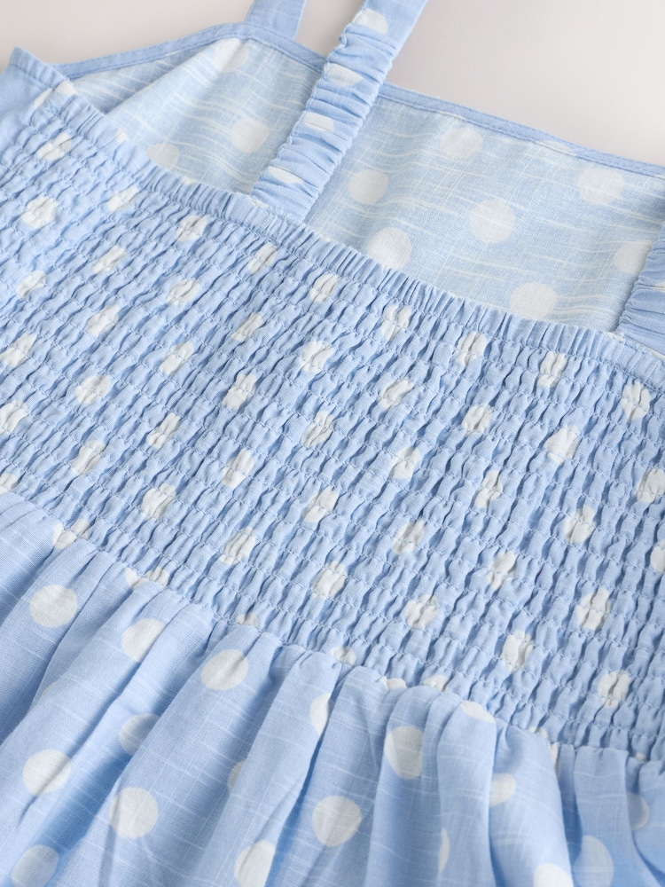 Blue/Ecru Polka Dot Mini Dress - Image 8 of 8 Blue/Ecru Polka Dot Mini Dress - Image 8 of 8
