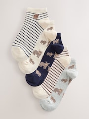 Navy/Oatmeal Hamish The Highland Cow Trainer Socks 5 Pack - Image 1 of 8