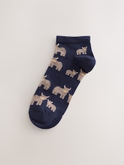 Navy/Oatmeal Hamish The Highland Cow Trainer Socks 5 Pack - Image 4 of 8