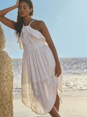 White Palm Broderie Hanky Hem Midi Dress - Image 3 of 8