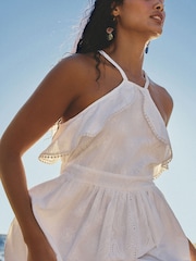 White Palm Broderie Hanky Hem Midi Dress - Image 5 of 8