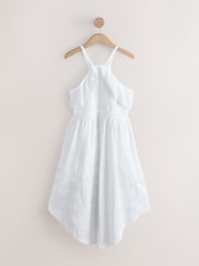 White Palm Broderie Hanky Hem Midi Dress - Image 6 of 8