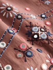 Rust Brown Embroidered Mirror Detail High Waist Short - Image 7 of 7