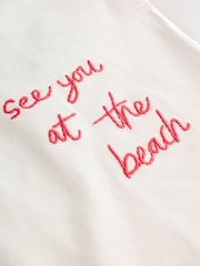 Cream Embroidered Graphic Print Beach T-Shirt - Image 10 of 12