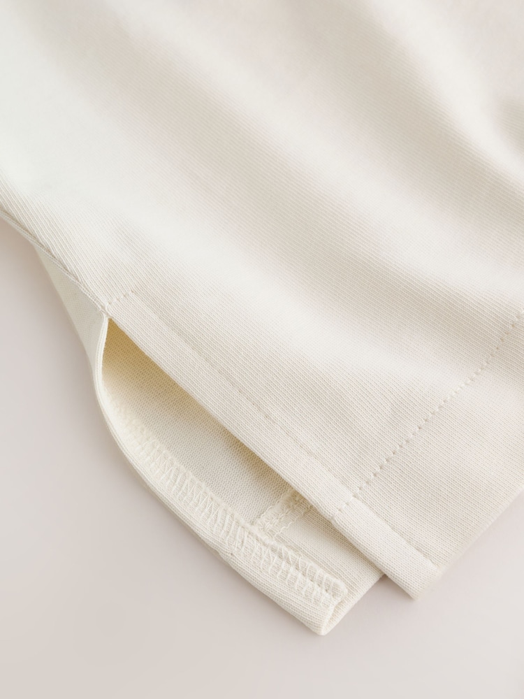 Cream Embroidered Graphic Print Beach T-Shirt - Image 6 of 6