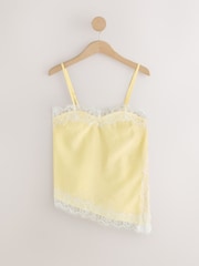 Yellow Asymmetric Cami Lace Top - Image 6 of 8