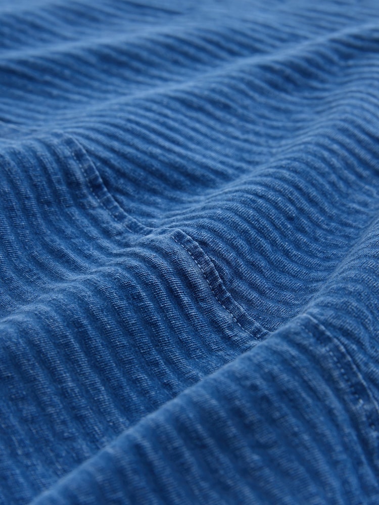 Washed Blue Denim Seersucker Jersey Midi Dress - Image 2 of 3