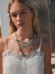 Oyster Lace Trim Asymmetric Cami Top - Image 2 of 5