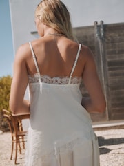 Oyster Lace Trim Asymmetric Cami Top - Image 4 of 5