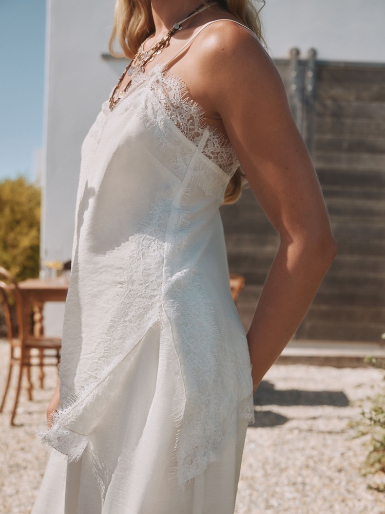 Oyster Lace Trim Asymmetric Cami Top - Image 5 of 5