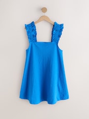 Cobalt Blue Broderie Jersey Ruffle Strap Mini Dress - Image 1 of 3