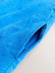 Cobalt Blue Broderie Jersey Ruffle Strap Mini Dress - Image 3 of 3