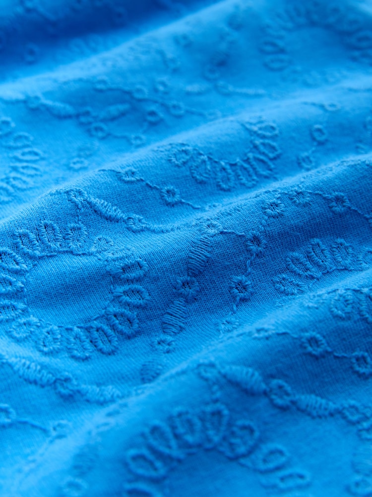 Cobalt Blue Broderie Jersey Ruffle Strap Mini Dress - Image 8 of 8