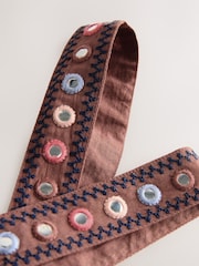 Rust Brown Embroidered Mirror Detail Shell Top - Image 7 of 7