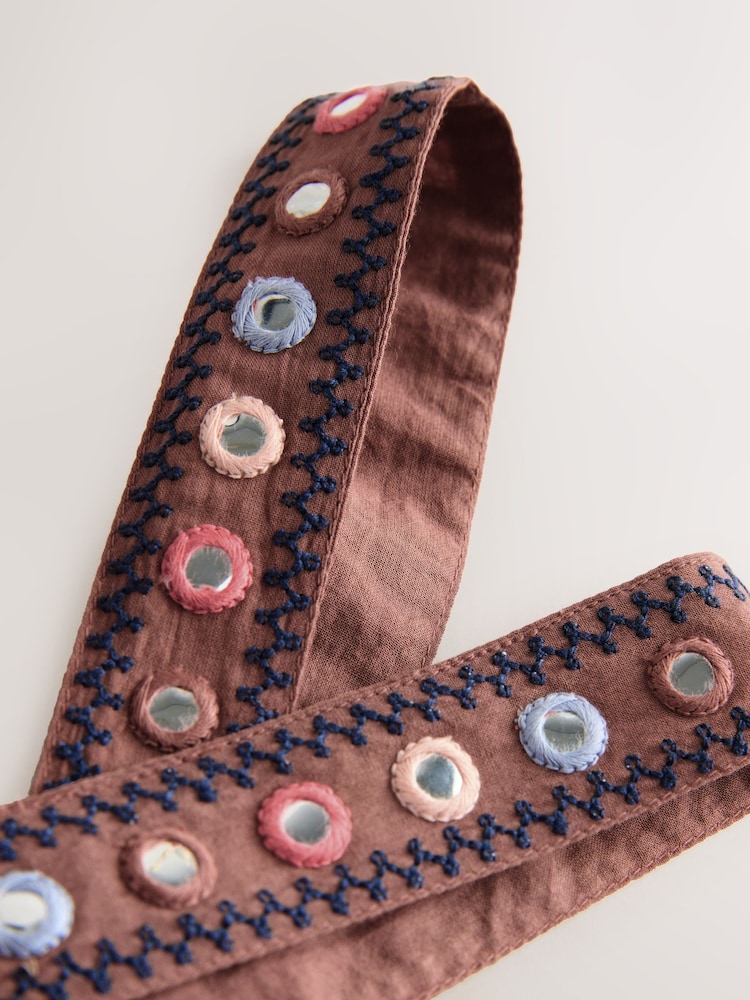 Rust Brown Embroidered Mirror Detail Shell Top - Image 7 of 7 Rust Brown Embroidered Mirror Detail Shell Top - Image 7 of 7