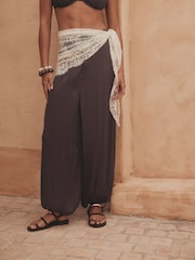 Rostbraun - Lace Scarf Balloon Leg Trousers - Bild 3 von 5