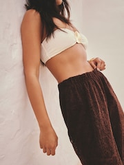 Chocolate Brown Chenille Lace Wide Leg Trousers - Image 3 of 5