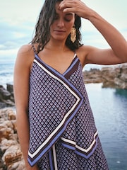 Chocolate Brown Geometric Hanky Hem Dress - Image 4 of 7