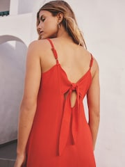 Red Button Down Midi Dress - Image 5 of 5
