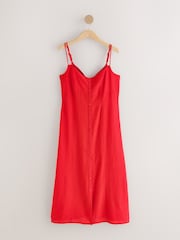 Red Button Down Midi Dress - Image 6 of 9
