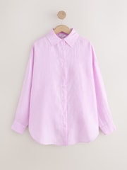 샴브레이 핑크 - N. Premium 100% 리넨 셔츠 - 3의 이미지 1