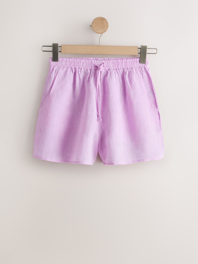 浅粉色 - N. Premium 100% 亚麻短裤 - 3的图像1｝