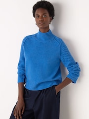 Whistles Blue Wool Funnel Neck Knit Jumper - Image 1 of 4