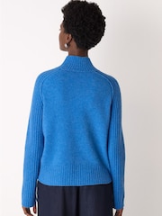 Whistles Blue Wool Funnel Neck Knit Jumper - Image 2 of 4