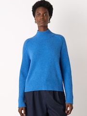 Whistles Blue Wool Funnel Neck Knit Jumper - Image 4 of 4