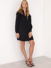 Whistles Lace Detail Crepe Mini Dress - Imagen 1 de 4