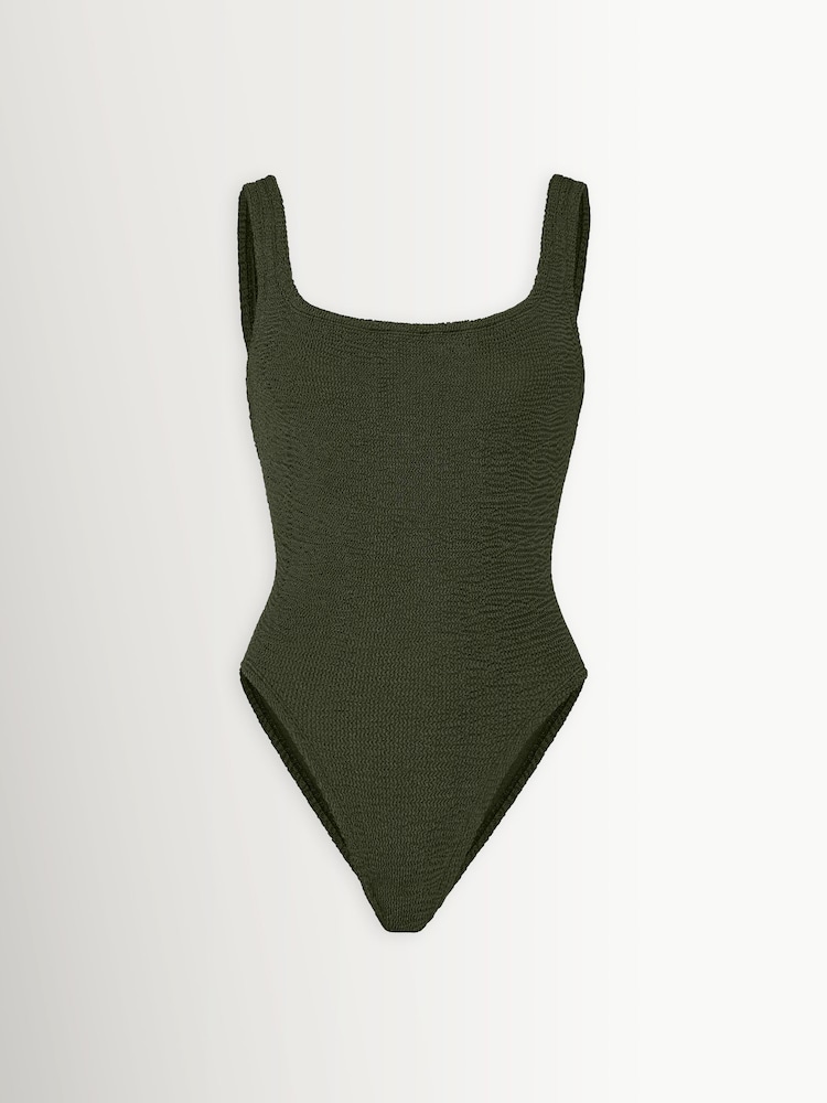 Verde - Hunza G Square Neck Crinkle Swimsuit - Imagen 1 de 1