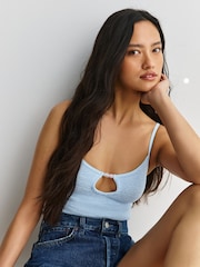 Hunza G Blue Mia Metallic Crinkle Bead Neckline Swimsuit - Image 7 of 8