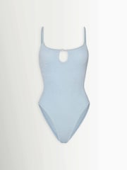 Hunza G Blue Mia Metallic Crinkle Bead Neckline Swimsuit - Image 8 of 8