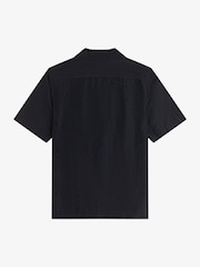 Fred Perry Black Linen Blend Revere Collar Shirt - Image 5 of 5