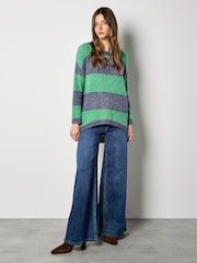 Apricot Blue Big Stripe High Low Jumper - Image 4 of 4