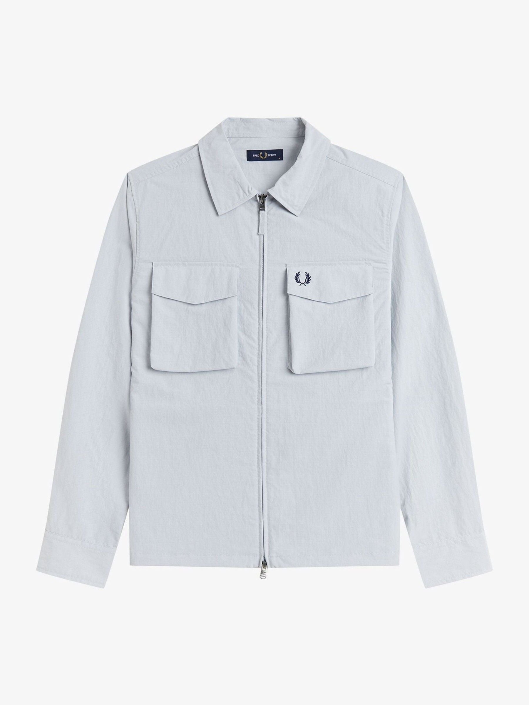 Fred Perry Men's Light Grey Ripstop Pocket Overshirt - Image 1
