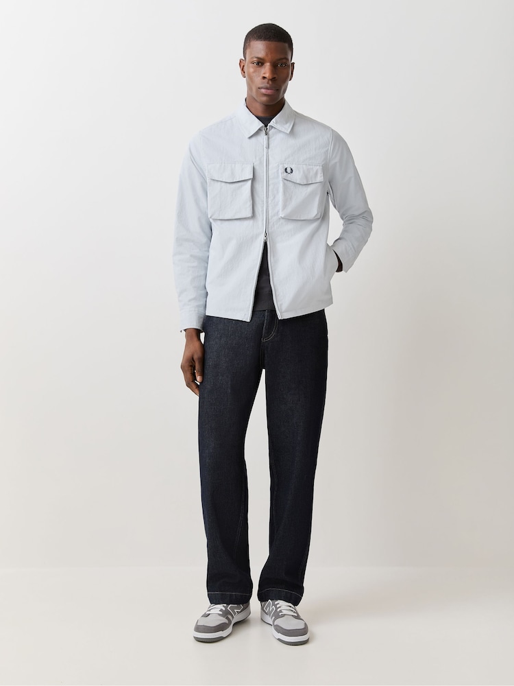Fred Perry Light Grey Ripstop Pocket Overshirt - Image 2 of 6