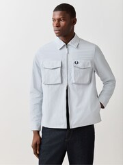 Fred Perry Light Grey Ripstop Pocket Overshirt - Image 4 of 6