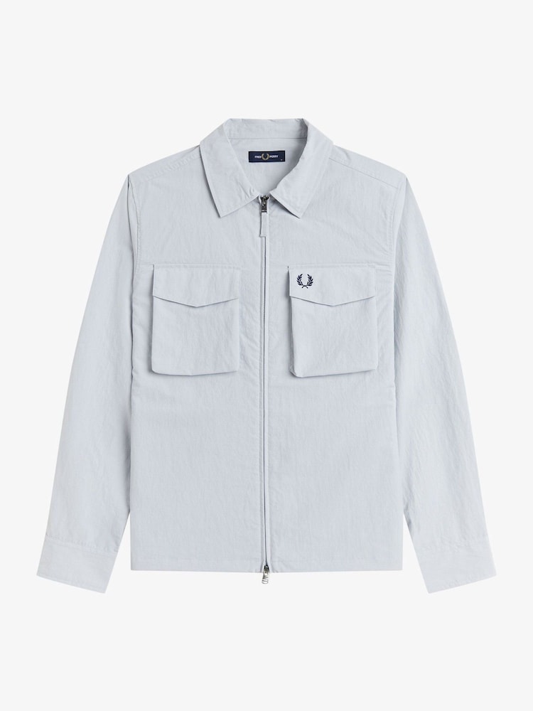 Fred Perry Light Grey Ripstop Pocket Overshirt - Image 6 of 6