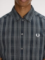 Fred Perry Blue Seersucker Check Shirt - Image 3 of 5