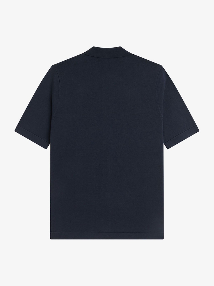 Fred Perry Blue Argyle Button Through Knitted Shirt - Image 5 of 5