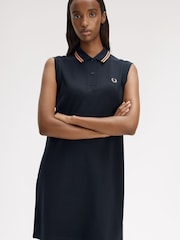 Fred Perry Blue The Sleeveless Shirt Dress - Image 3 of 5