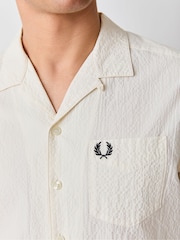 Fred Perry Cream Seersucker Revere Collar Shirt - Image 4 of 5