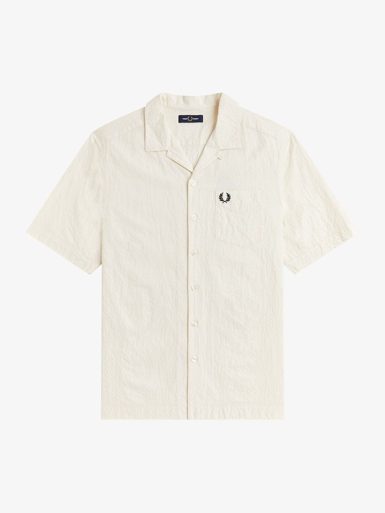 Fred Perry Cream Seersucker Revere Collar Shirt - Image 5 of 5